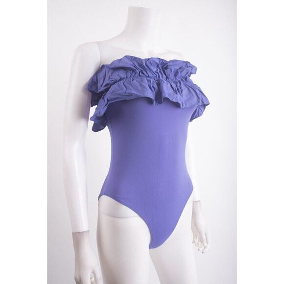 Zara Womens Swim Bathing Suit One Piece Ruffle Purple XS X-Small 2856/046 NWOT - Picture 2 of 6